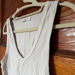 White cropped V-neck tank top